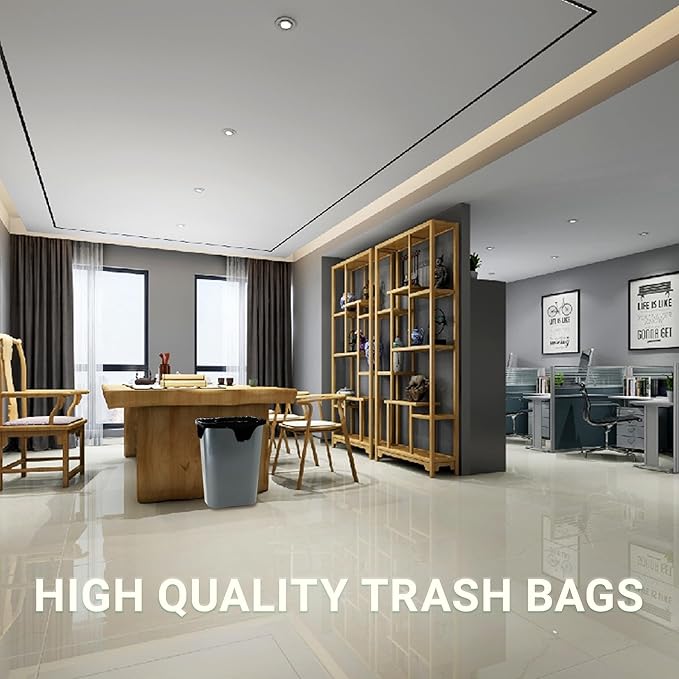 6-10 Gallon Trash Bags 300 Count with 4 Innovative Flap Ties Compatible with Rubbermaid Brute 10 Gallon Trash Can &amp Fit All 6-11 Gallon Trash Can | Tear &amp Leak Resistant