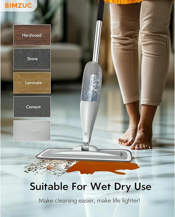 Spray Mop for Floor Cleaning with 3 Washable Pads-Wet Dry Microfiber Mop with 27 oz Refillable Bottle Gray - New