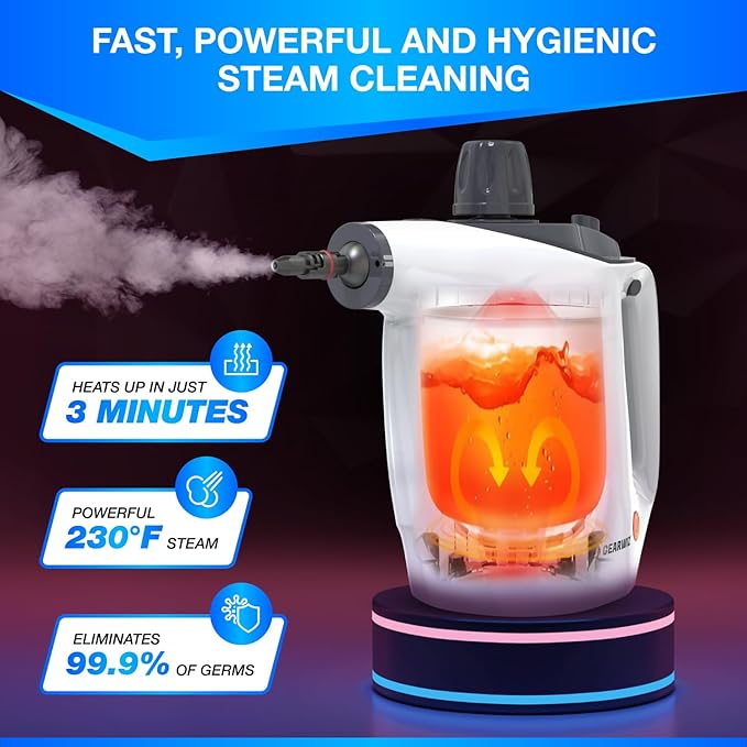 Handheld Steam Cleaner – Multipurpose High-Pressure Steamer with 9-Piece Accessory Set – Powerful Cleaning for Home Kitchen Car and Upholstery – Chemical-Free Surface Cleaner