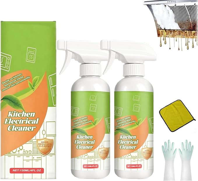Electrolyzed Ion Kitchen Cleaner Spray Kitchen Appliance Cleaner Natural Enzyme Multi-purpose Degreaser for Appliances for Hold Oven Stove Range Hood (2pcs 1)