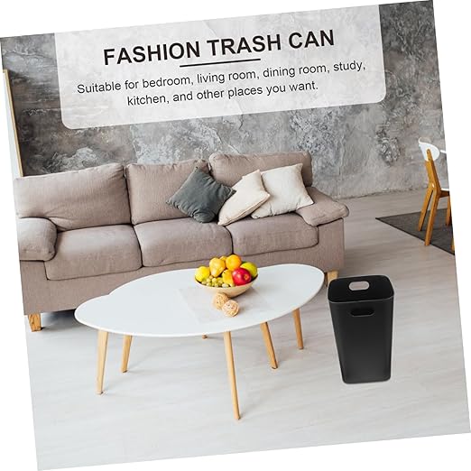 PRETYZOOM Practical Black Kitchen Trash Can Wastebasket for Bathroom Bedroom Office and Living Room Sturdy Design for Everyday Use