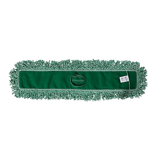 Rubbermaid Commercial Products Microfiber Blend Looped-End-Dust Mop 36-Inch Green Heavy Duty Head Replacement for Floor Cleaning Office/School/Stadium/Lobby/Restaurant
