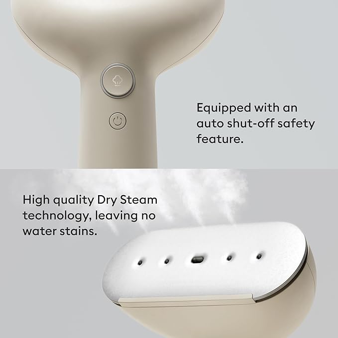 Steamery Handheld Clothes Steamer Cirrus 3 1200W US Plug Heated Ironing Plate Fast Heat Up Garment Wrinkle Remover Beige