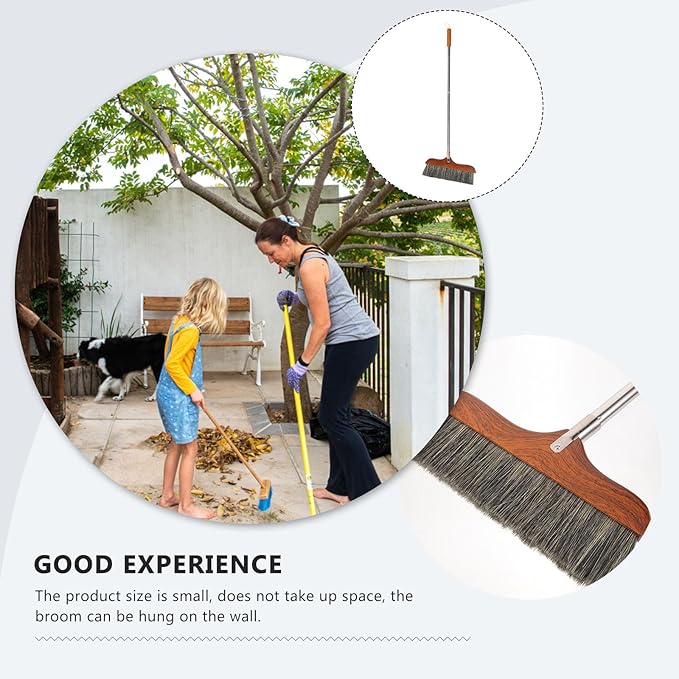 Yardwe Horse Tail Broom House Brooms for Sweeping Indoor Floor Broom Outdoor Broom Cleaning Broom Set Long Handle Cleaning Broom Garbage Wiper Household Office Horsetail Hair