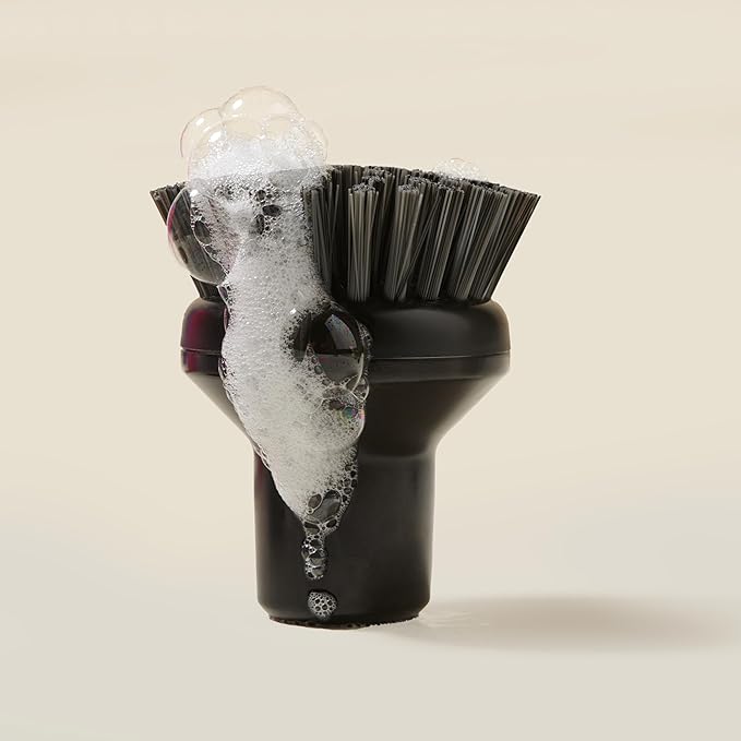 Ionic Palm Brush Magnetized to Stand Upright Stainless Steel with Replaceable Head Onyx/Black