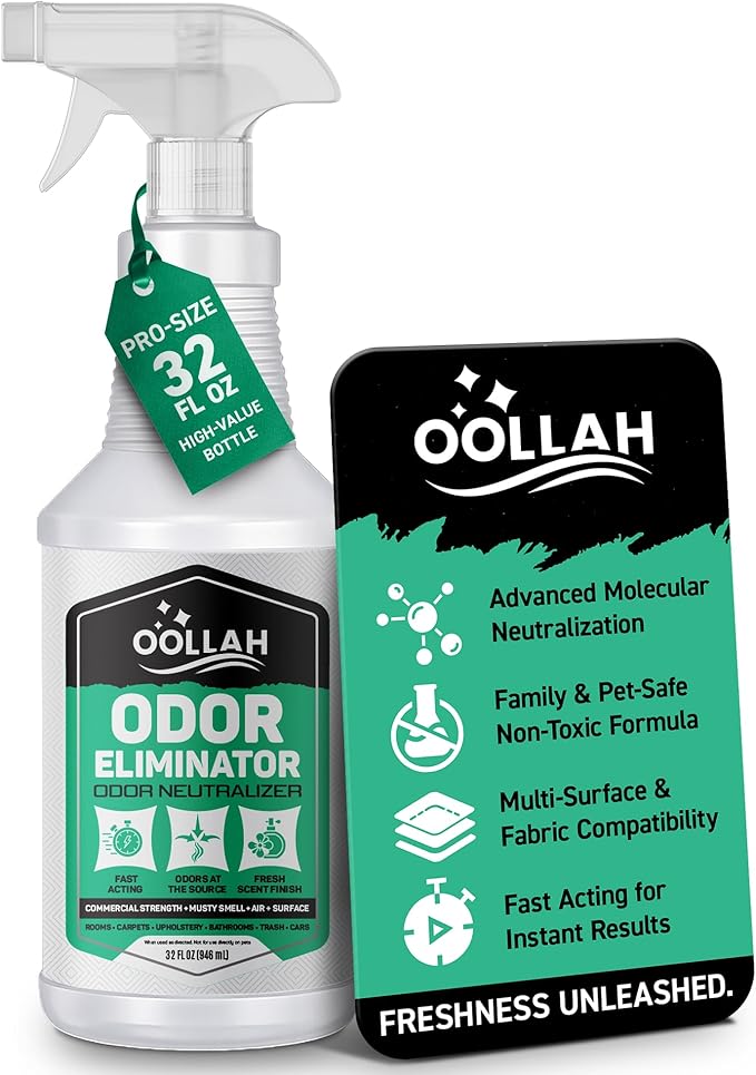 Odor Eliminator Spray for Strong Odor - Commercial Strength Odor Neutralizer - Fabric Room Bathrooms Couch and Furniture Odor Eliminator Spray - Fast Action Fresh Scent (32oz)