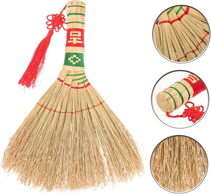 FRCOLOR Household Bed Broom Traditional Chinese Style Cleaning Brush for Sofa and Bed Portable Dust Sweeper for Home Kitchen and Office Use
