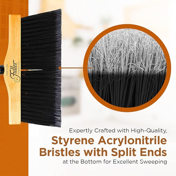 Fuller Brush 10-Inch Upright Maple Wood Broom Head – Indoor and Outdoor Cleaning Head for Hard Surfaces Including Tile Concrete Garage Floors Workshops Basements and Commercial Spaces