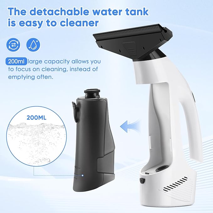 Window Vacuum Squeegee Cordless Handheld Window Vac with Multi-Purpose Spray Bottle &amp Microfiber Cloth Electric Cleaning Tool for Windows Tiles Mirror Countertop Car Windshield