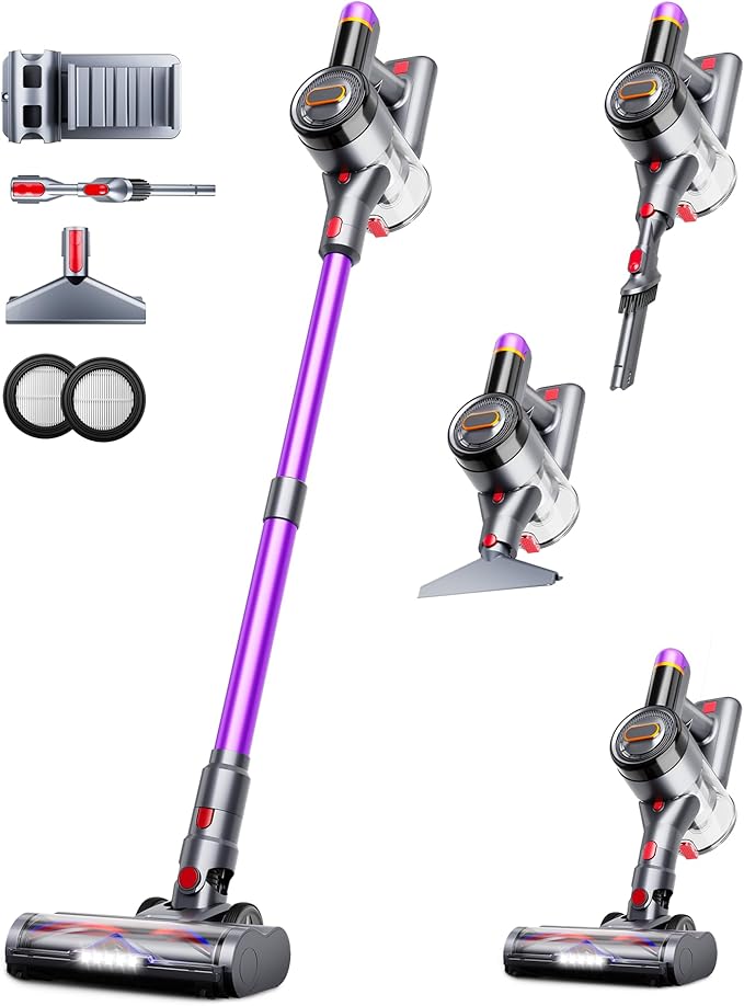 Cordless Vacuum Cleaner 550W 45Kpa Vacuum Cleaners for Home 60Mins Cordless Stick Vacuum with LED Display Self-Standing &amp Anti-Tangle 8-in-1 Wireless Vacuum for Carpet Pet Hair Hardfloor