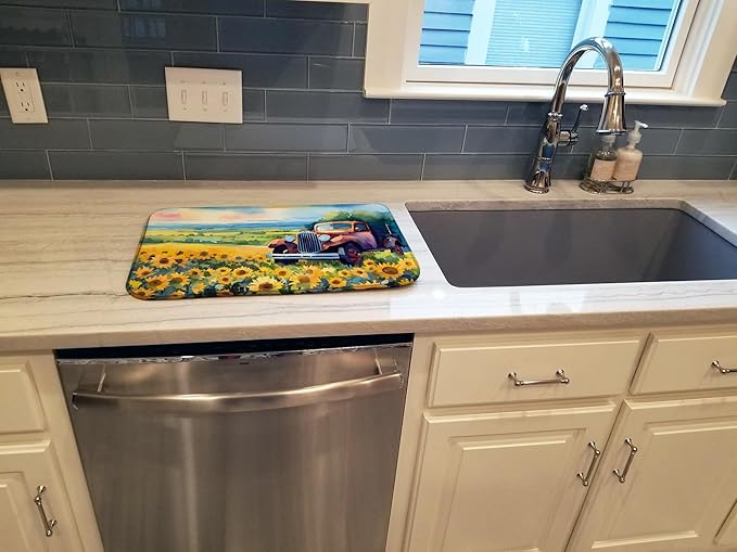 Caroline's Treasures DAC1654DDM Kansas Sunflowers in Watercolor Dish Drying Mat Absorbent Dish Drying Mat Pad for Kitchen Counter Dish Drainer Mat for Countertop 14 x 21 Multicolor