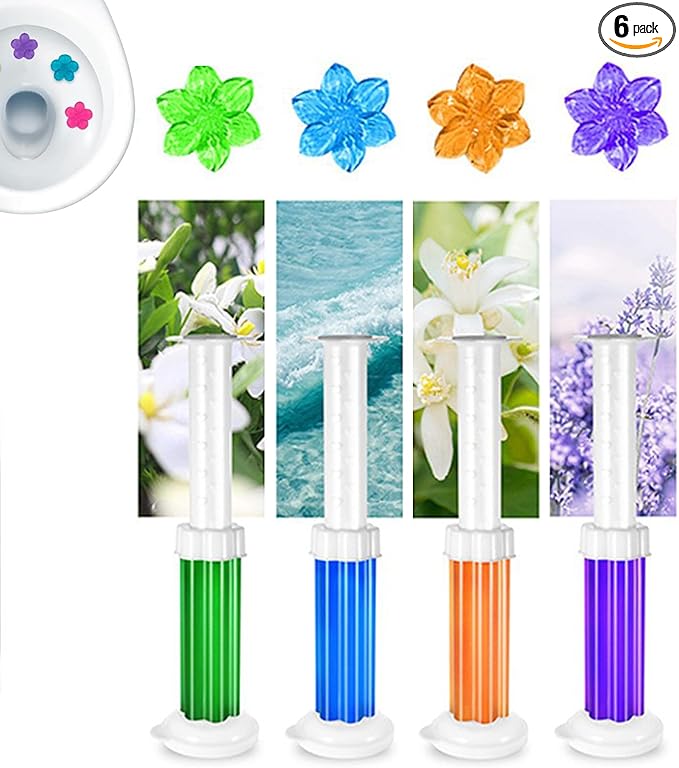 Flower Toilet Gel Stamp - Toilet Scent Fresheners 56/84 Flowers Toilets Cleaner Gel Stamp Toilets Stain Removal Cleaning Air Freshener 6 Scents Bathroom Deodorizer for Urinals Sinks (A6)