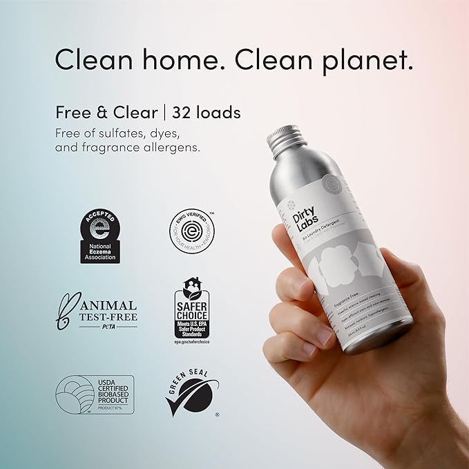 Dirty Labs | Gentle Starter Set | Free &amp Clear Detergent Laundry Booster &amp Dryer Balls | Hyper-Concentrated | High Efficiency &amp Standard Machine Washing | Nontoxic Biodegradable