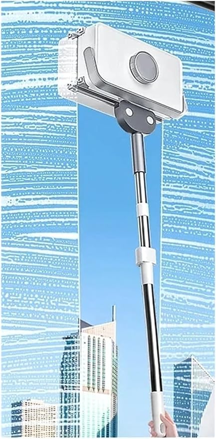 Double Sided Magnetic Glass Brush with Telescopic Rod Adjustable Anti-Drop for Various Home Window Cleaner(8-35mm with Rod)