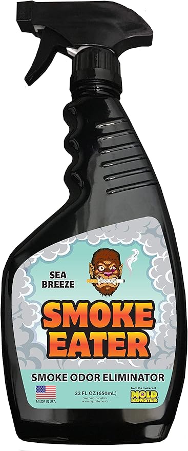 Smoke Eater Odor Eliminator Spray Sea Breeze Scent 22oz - Breaks Down Smoke Odors at the Molecular Level - Works on Fabric Carpet Cars Furniture - Made in USA