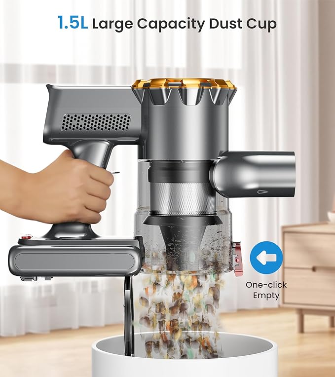 Cordless Vacuum Cleaner 550W/45Kpa Vacuum Cleaners for Home with LED Display 8 in 1 Lightweight Stick Vacuum with 60Min Runtime Anti-tangle Wall Mount Charging for HardFloor/Carpet/Pet Hair