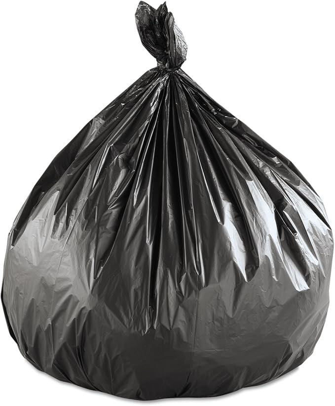Inteplast Group VALH4348K22 46 Length x 43 Width x 19 Mic Thickness Black Color HDPE Commercial Coreless Valu-Plus Institutional Trash Can Liner (Case of 6 Roll 25 Bags per Roll)