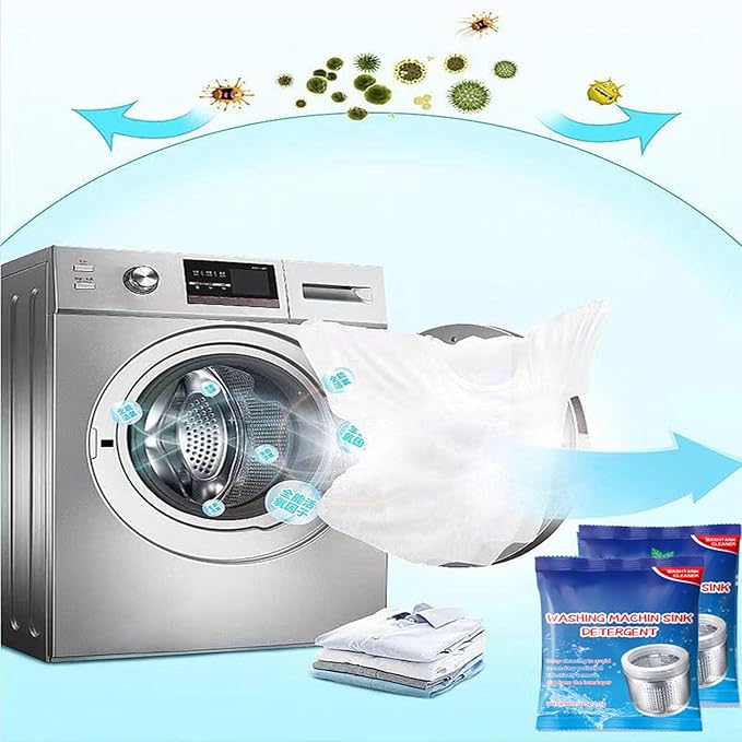 Powerful Stain Remover Washer Tank CleanerPowder Washing Machine CleanerTop Load and Front Load WashersDescaler for DrumTub &amp All Internal Parts (8PCS)
