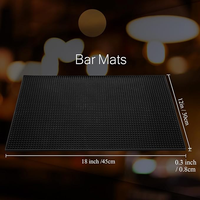 Tioncy 14 Pcs Bar Mat for Countertop 18 x 12 Inch Non Slip Rubber Mat Service Spill Cocktail Bartending Restaurants Barbershop Clippers Salon Tools Black