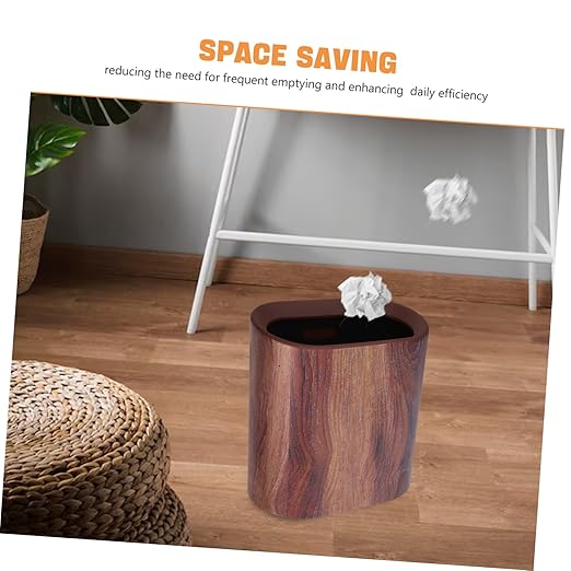 Elegant Marble Finish Trash Bin Bathroom Trash Can Compact Office Floor Waste Bucket