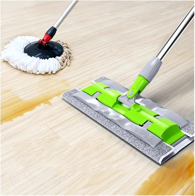 Compatible for Flat Mop Stainless Steel Handle with Reusable Washable 3Mop Cloths Floor Household Cleaning Tool(Rose Pink)