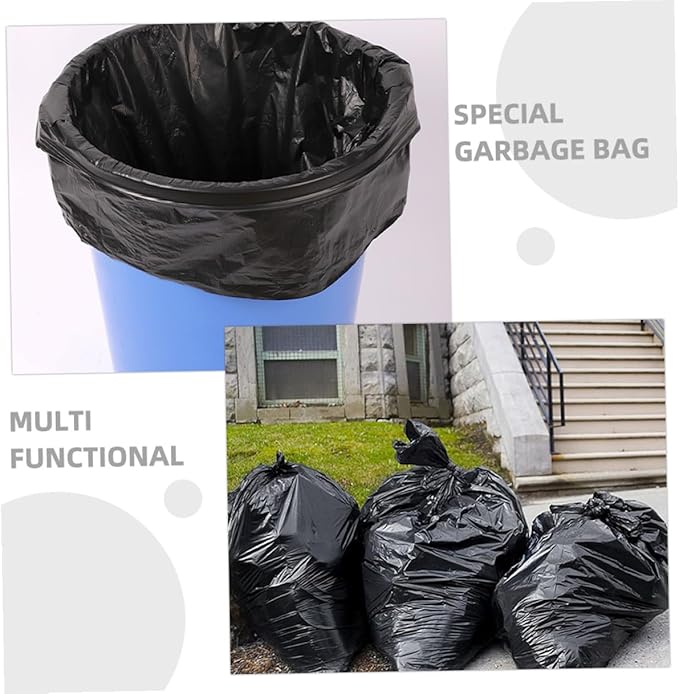 VILLCASE 50pcs Heavy Duty Contractor Trash Bags 80x100cm Large Black Garbage Liners for 100l Kitchen Outdoor Garden Commercial and Sanitary Use