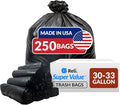 Reli. 30-33 Gallon Trash Bags Heavy Duty | 250 Count Bulk | Black Large Trash Bags 30+ 32 Gallon | Made in USA