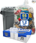 55 Gallon Trash Bags Large Clear Garbage Bags for Rubbermaid Brute 44-55 Gallon Trash Cans 38 x 58 Recycling Trash Can Liners 1.2 Mil Pack of 100