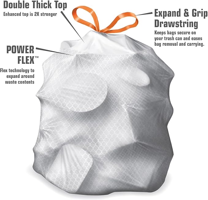 Power Flex 13-Gallon Tall Kitchen Trash Bags – 200-Count Drawstring Can Liners Fresh-Scented Heavy-Duty &amp Tear-Resistant for Kitchen Home &amp Household Waste