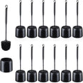 Roshtia 12 Sets Toilet Brush and Holder Set for Bathroom Toilet Bowl Brush Scrubber with Caddy for Deep Cleaning 14.57 Height (Black)