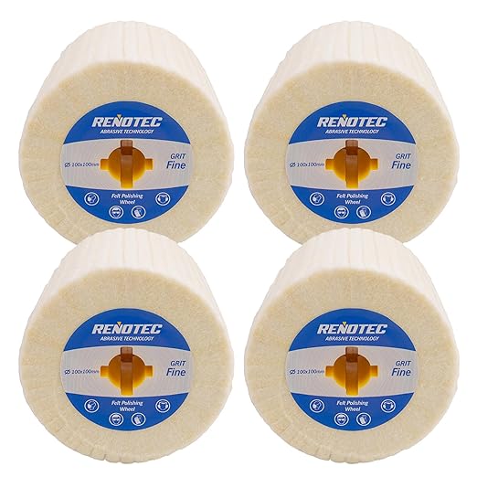 4x4 Wool Felt Wheel 4 Pack Fine Grit for Polishing and Mirror Polishing of Metal