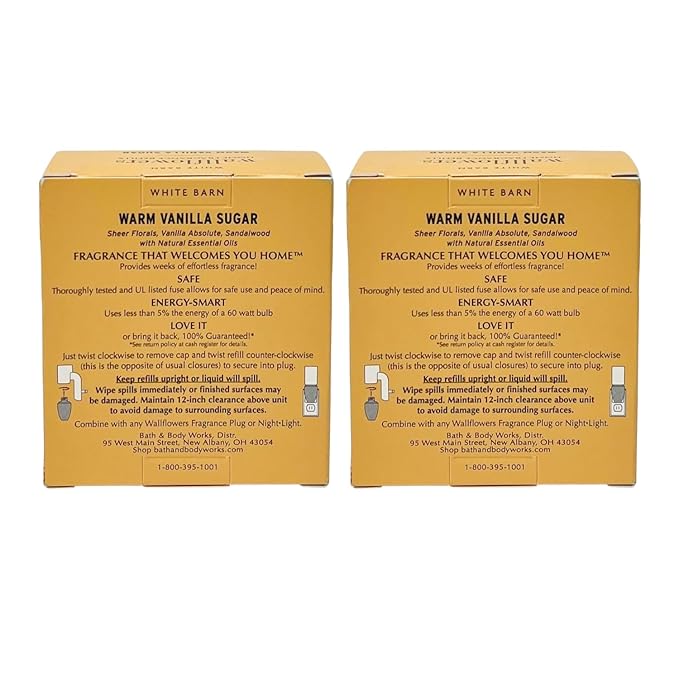 Bath &amp Body Works WARM VANILLA SUGAR Wallflowers Home Fragrance Refill 0.8 fl oz - Pack of 4