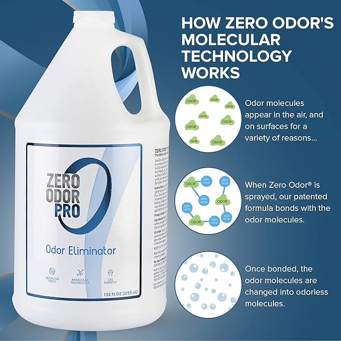 Zero Odor Pro - Commercial Strength Odor Eliminator &amp Neutralizer Air Freshener Room Deodorizer - Strongest Odor Eliminator Trigger Spray 128oz Refill