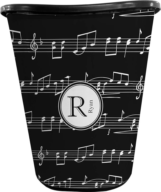 RNK Shops Personalized Musical Notes Waste Basket - Double Sided (Black)