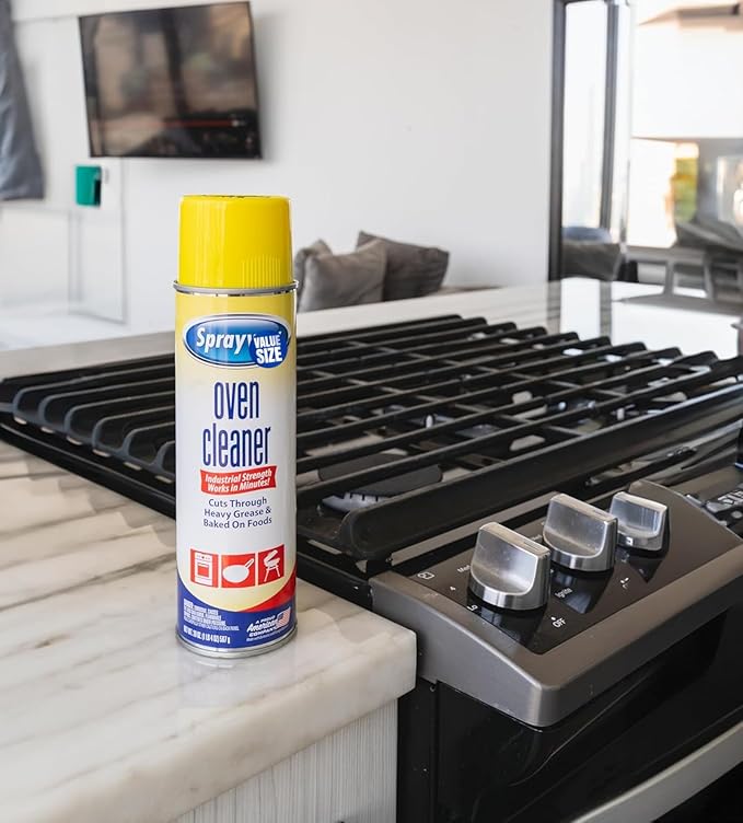 Oven &amp Grill Cleaner Spray Removes Oil &amp Grease 20 Oz (Pack of 2) bundled with Stainless Steel Scrubber