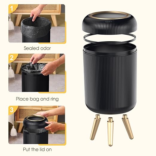 Bathroom Trash Can Automatic Touchless3 Gallon Smart Motion Sensor Trash Bin with LidPlastic Black Garbage Can Wastebaskets with Removable Legs for Kitchen Office Toilet Bedroom