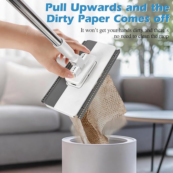 Mini Sweeper MopMasthome Reusable Clamp Mop with 50  Stainless Steel Handle1 Second InstallationCompatible with Swiffer PadsFlat Dust Mops for House Wall Windows Corners - 1 Sweeping Cloth