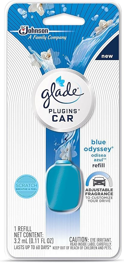 Glade Plugins Car Refill - Blue Odyssey - Net Wt. 3.2 mL (0.11 FL OZ) Per Refill - Pack of 3 Refills
