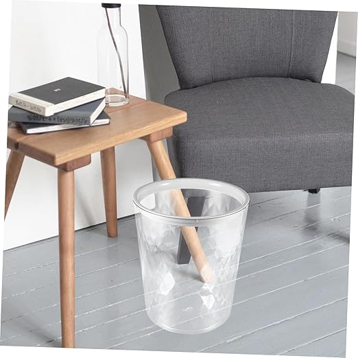 Unomor Transparent Round Trash Can Wastebasket for Bathroom Kitchen Office and Bedroom Lightweight Portable Garbage Container with Capacity for Easy Use