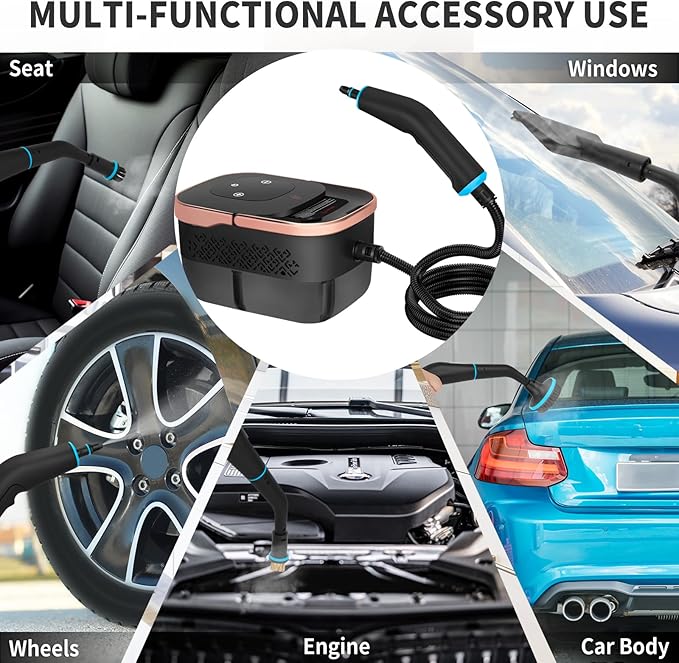 2500W Portable Steamer for Cleaning Handheld Steam Cleaner for Home 6 Steam Levels 10s Heat-Up High Heat Steamer for Car Detailing Furniture Couch Bed Bugs House Windows (Black)