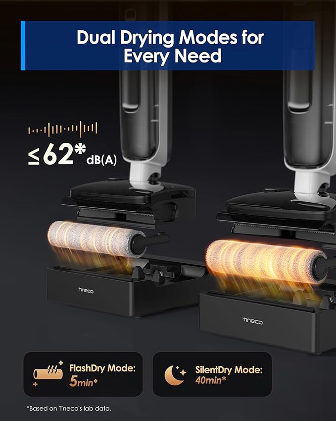 Tineco Floor ONE S6 Master Wet Dry Vacuum Cleaner 20kPa Suction Vacuum Mop with Dual-Edge Cleaning 45 Min Runtime (Quite Mode) 185°F Flashdry 4inch Ultra-Slim
