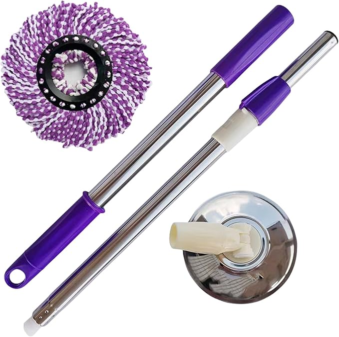Efficient Rotating Floor Mop Quick Drying Mechanism Household Tool with Removable Head Stainless Steels Rod