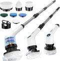 Electric Spin Scrubber Upgraded Battery with Extra-Long Runtime IPX7 Waterproof Power Cleaner with 7 Brush Heads 2 Speeds Adjustable Long Handle for Bathroom Floor Shower Tile &amp Kitchen Clean