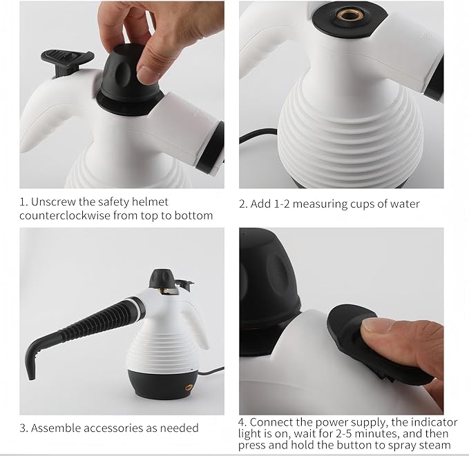 Steam Cleaner Pressurized Handheld Mop Steam Cleaner for Home with 18 PCS Accessory &amp Safety Lock Large Capacity Mop Steam for Cleaning Car Bathroom Shower Window Grime Grease - White