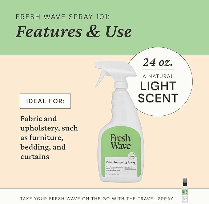 Fresh Wave Original Scent Odor Eliminator Spray &amp Air Freshener 24 fl. oz. | Odor Absorber for Home Furniture Fabrics &amp Trash | Safer Odor Relief