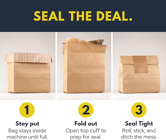 Trash Compactor Bags for Kitchen (24-Pack) 25% Thicker Kraft Paper Compactor Bags with Leak-Proof Liner &amp Sticker Seals