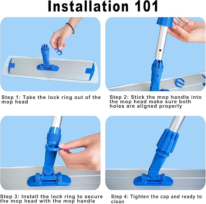 Mr. Towels Premium Microfiber Floor Mop + 2 Reusable 18 Washable Mop Pads. 360 Rotating Aluminum Extended Handle Adjustable 33 - 60. The Perfect Solution as Tile Laminate Hardwood Floor Cleaner