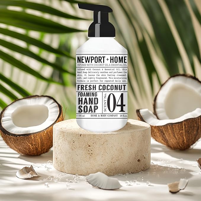 Newport Home Foaming Hand Soap 4 pack 20oz bottles Lemon Verbena and Fresh Coconut scents from Home and Body Company