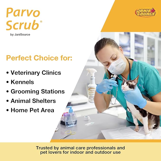 ParvoScrub Veterinary &amp Kennel Disinfectant Cleaner &amp Deodorizer Bundle (1 Concentrated Gallon and 2-32 Ounce Bottles)