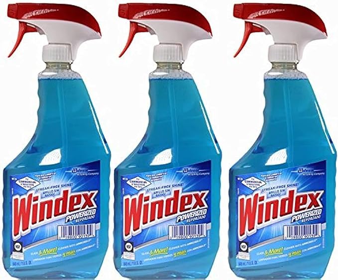 Windex Powerized Glass Cleaner Trigger Spray Bottle with Ammonia-d 32oz - Pack of 3
